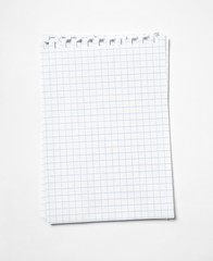 Several sheets of blank paper into the cage with ragged edges, white background