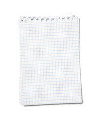 Several sheets of blank paper into the cage with ragged edges, isolated