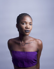A portrait shot of a pretty african girl