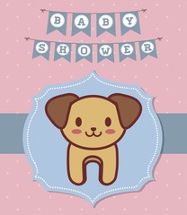 baby shower invitation with dog icon. colorful design. vector illustration