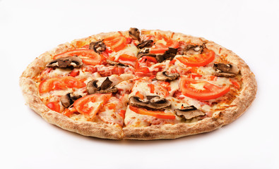 Fresh italian classic pizza with mushrooms