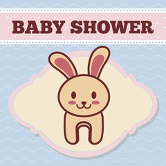 baby shower invitation with rabbit icon. colorful design. vector illustration