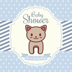 baby shower invitation with cat icon. colorful design. vector illustration