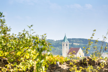 church in between vineyards in Schiltern (Lower Austria)