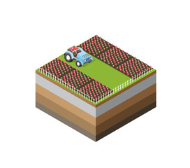 Farm Isometric three-dimensional 3D icon ecological natural agriculture