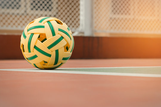 takraw ball, thai sport in court
