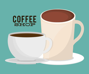coffee cups icon over turquoise background. colorful design. vector illustration