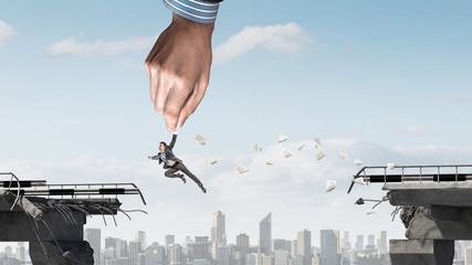 Hand of help and protection . Mixed media