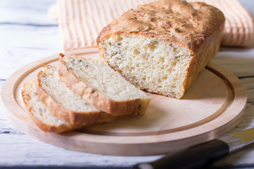 Wheat homemade fresh bread with seeds