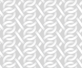 Vector seamless pattern of intertwine bands. White texture.