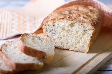 Wheat homemade fresh bread with seeds