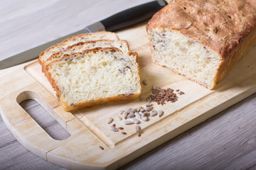 Wheat homemade fresh bread with seeds
