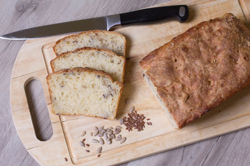 Wheat homemade fresh bread with seeds