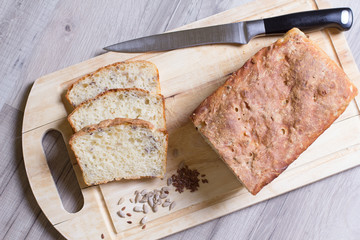 Wheat homemade fresh bread with seeds