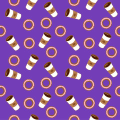 Seamless pattern with coffee beans over color background . Vector illustration background for cafe, bistro, restaurant, bars menu card. Food and drink abstract design