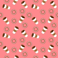 Seamless pattern with coffee beans over color background . Vector illustration background for cafe, bistro, restaurant, bars menu card. Food and drink abstract design