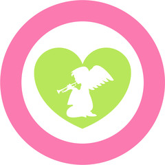 Cute Heart Angel with Trumpet
