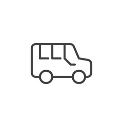 Minivan line icon, outline vector sign, linear style pictogram isolated on white. Symbol, logo illustration. Editable stroke. Pixel perfect
