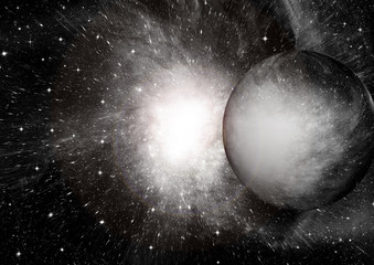 Naklejka premium Stars, dust and gas nebula in a far galaxy