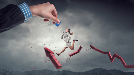 Hand of power and control . Mixed media