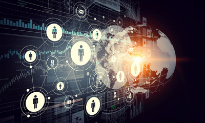 Social network background . Mixed media