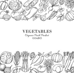 Poster template borders with hand drawn vegetables