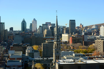 Montreal city skyline with Mont Royal at the background, Montreal, Quebec, Canada.