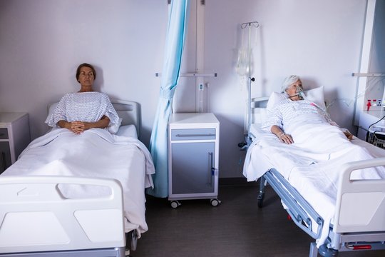 Two female patient relaxing in the ward