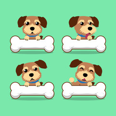 Cartoon character norfolk terrier dog with big bones