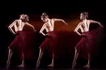 The sensual and emotional dance of beautiful ballerina