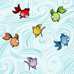 Funny colorful fishes background

