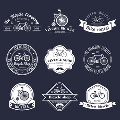 Vector set of vintage hipster bicycle logo. Modern bike badges or emblems collection.
