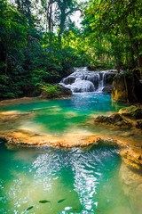 The beautiful waterfall in deep forest