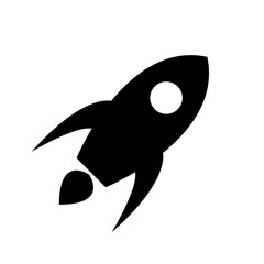 Schwarzes einfaches Symbol - Rakete - Fliegen - Startup-Unternehmen - obrazy, fototapety, plakaty