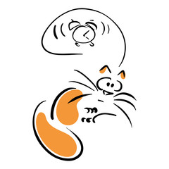 Lying cat thinks of alarm clock