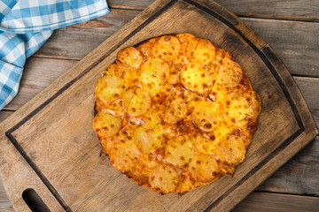 pepperoni pizza with rustic background