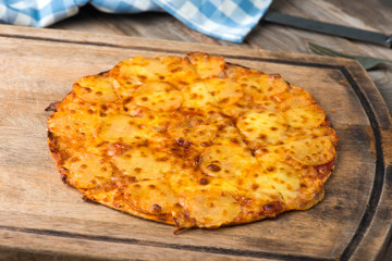 pepperoni pizza with rustic background