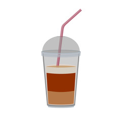 Plastic cup with lid for coffee, latte. Abstract concept. Vector illustration.