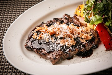  beef steak with sauce