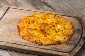 pepperoni pizza with rustic background