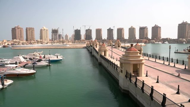 Construction site in residential area of The Pearl Qatar, close to Doha