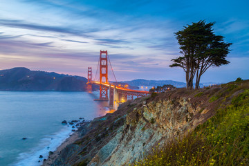 Fototapeta na wymiar Golden Gate Bridge in twilight, San Francisco, California, USA