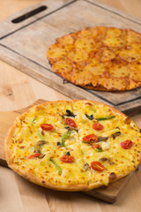 pizza with rustic background