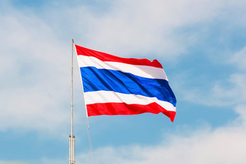 Waving Thailand flag on sky background.