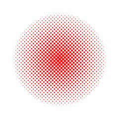 Red abstract halftone circle. Vector illustration