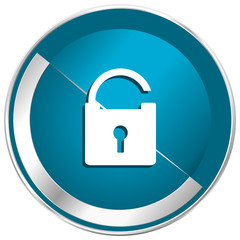 Padlock blue vector icon.