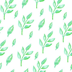 Pattern with green leaves