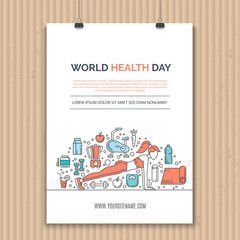 Fitness template with line icons