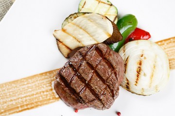 beef sirloin steak to top view