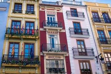 Fototapeta na wymiar colorful town buildings spain